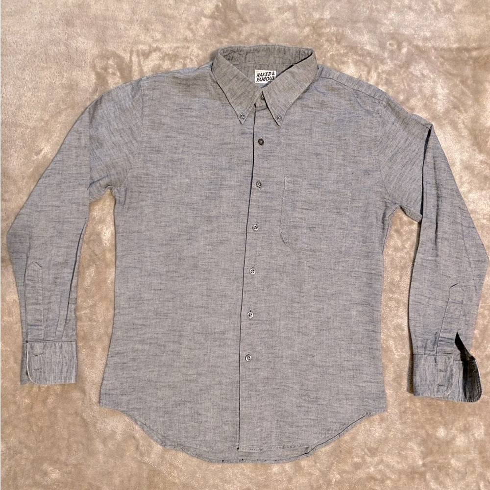 Naked & Famous Horizontal Slub Button-up Shirt size Medium Slim Fit